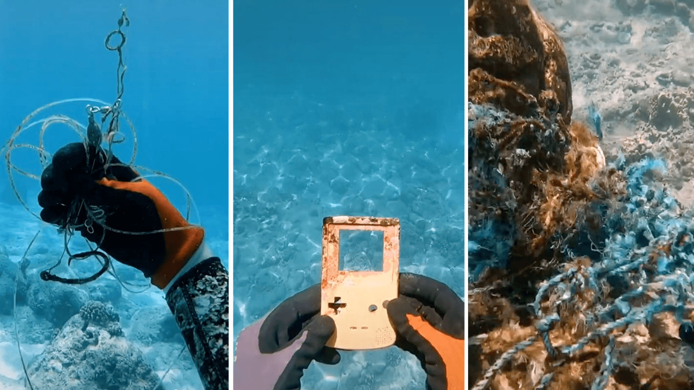 Shane Brown during ocean cleanup