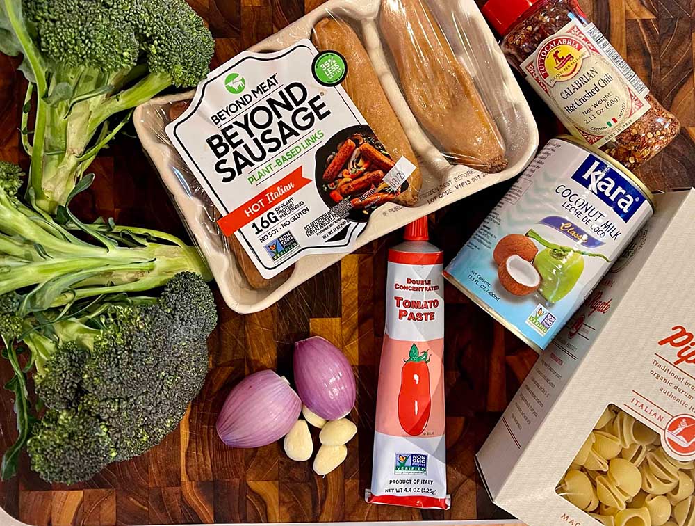 ingredients for Pasta alla Vodka with Sausage and Broccoli