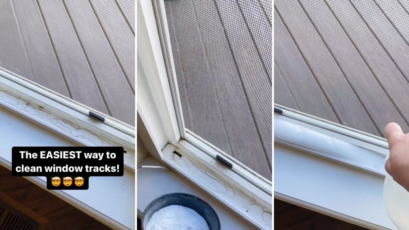 Baking soda and vinegar to clean window tracks