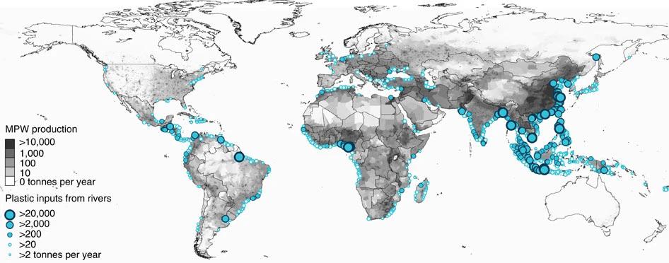 River plastic flowing into oceans