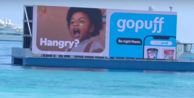 Floating billboards at Florida beaches