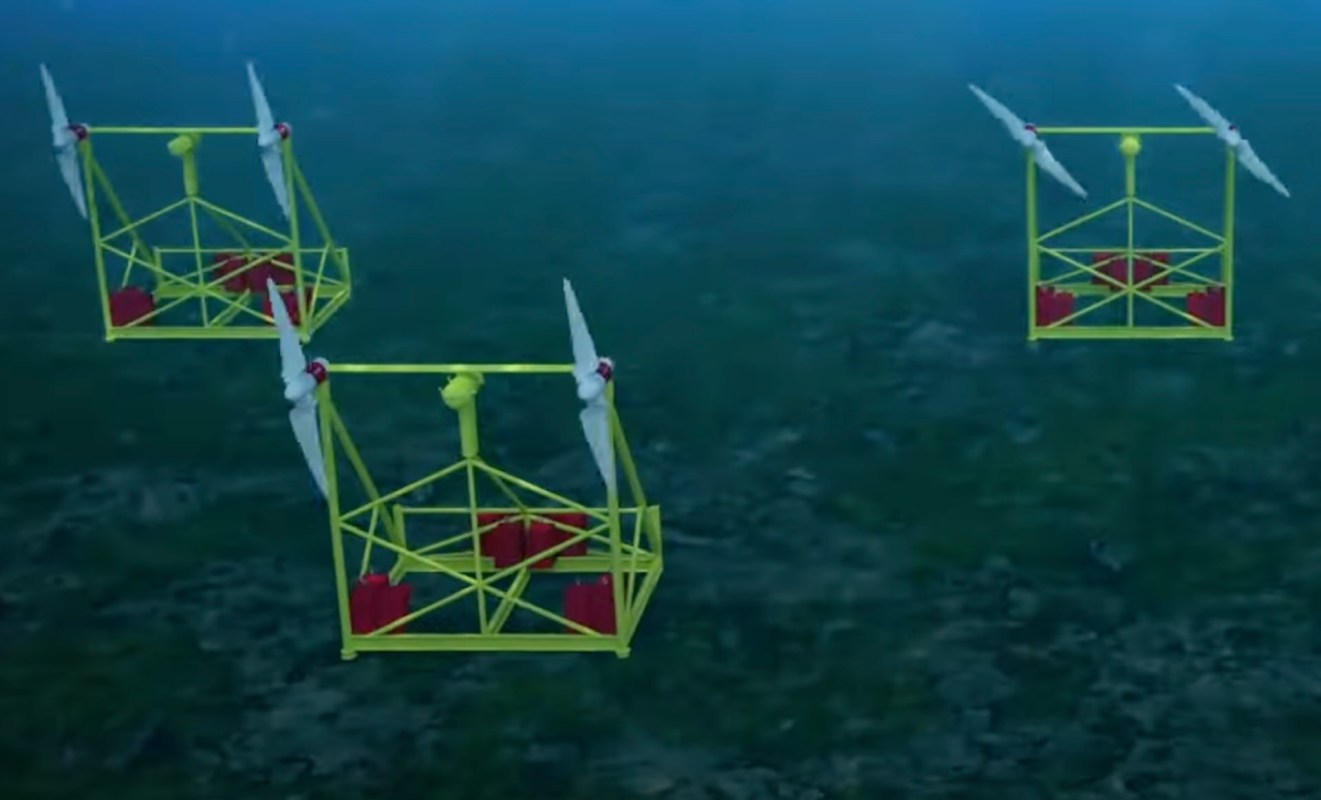 Such a device is an ideal source of energy for a remote island, particularly one with strong currents.