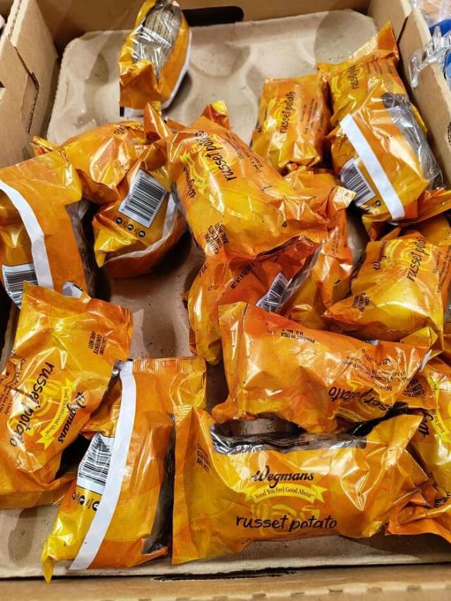Individually-wrapped potatoes: "Really Wegmans?"