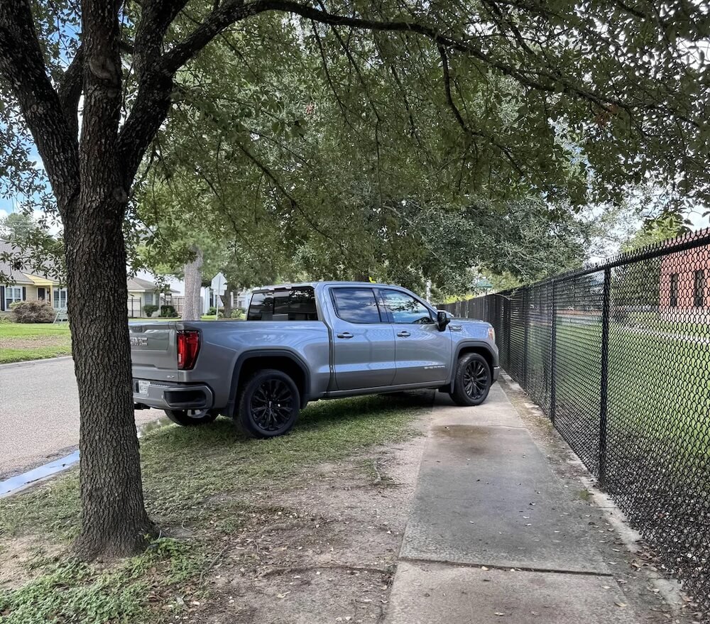 "Sidewalk? More like 'impromptu parking spot.'"