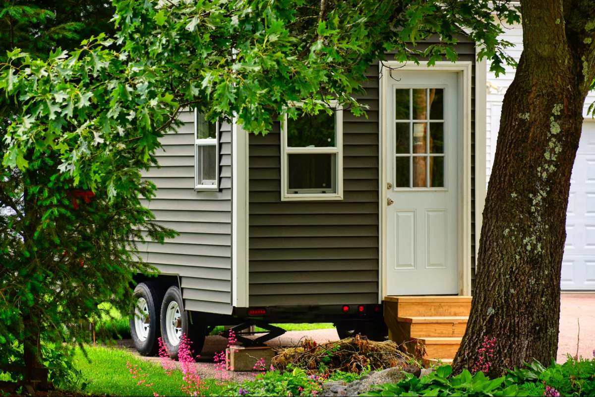 The home is covered in cedar, keeping it lightweight and weather-resistant.
