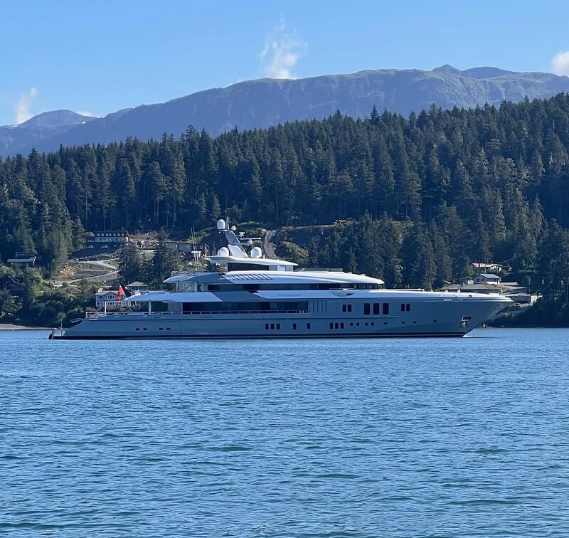 Massive yachts like this one are also responsible for large amounts of light and noise pollution.