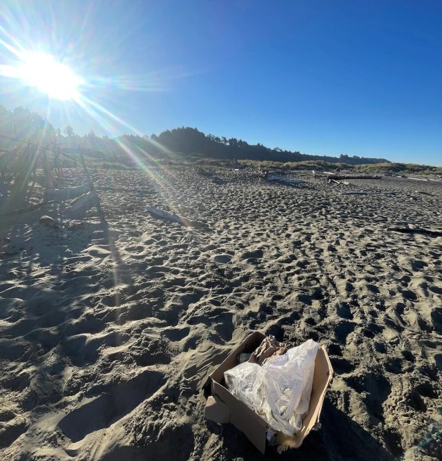 "All of this trash was scattered around a bonfire."