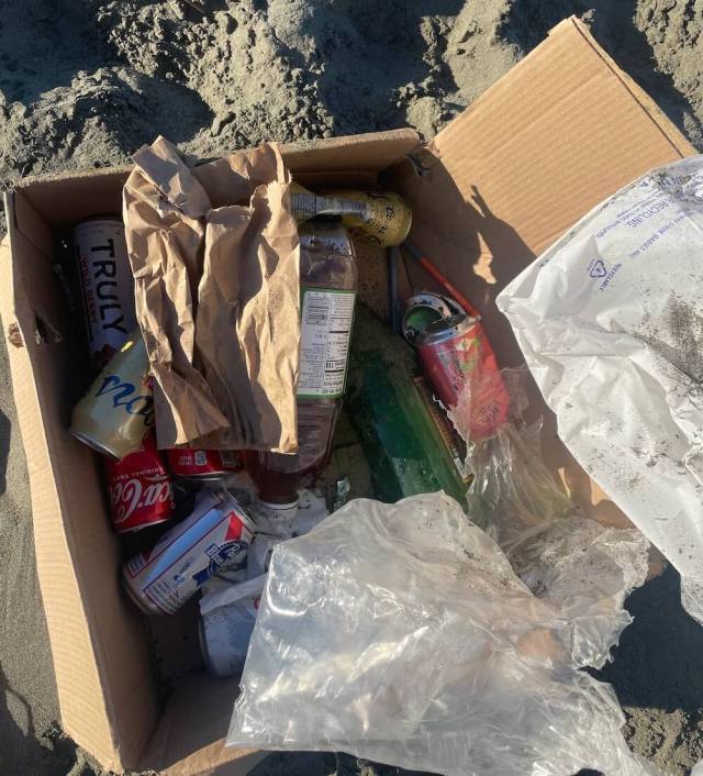 "All of this trash was scattered around a bonfire."