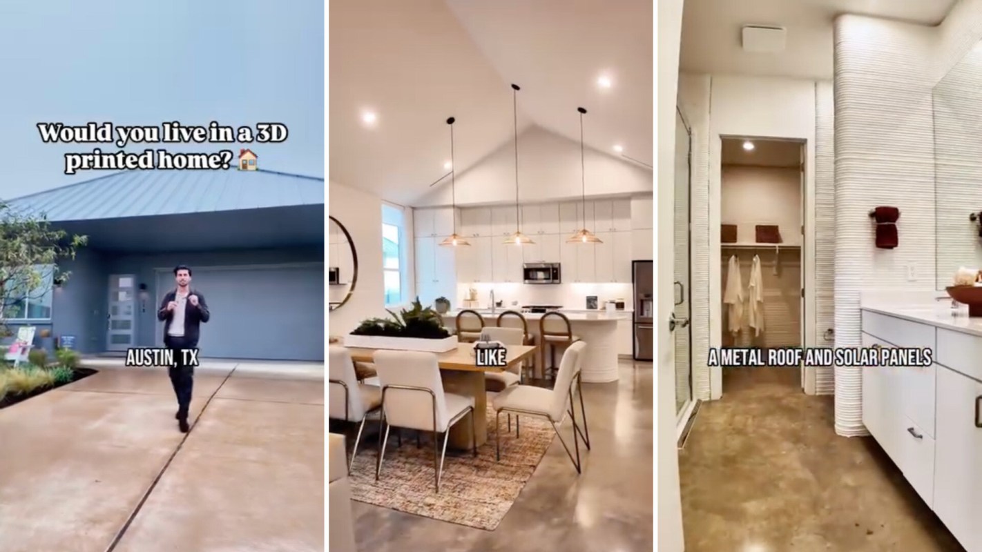 Smart home technology is featured throughout, and it's powered by solar panels.