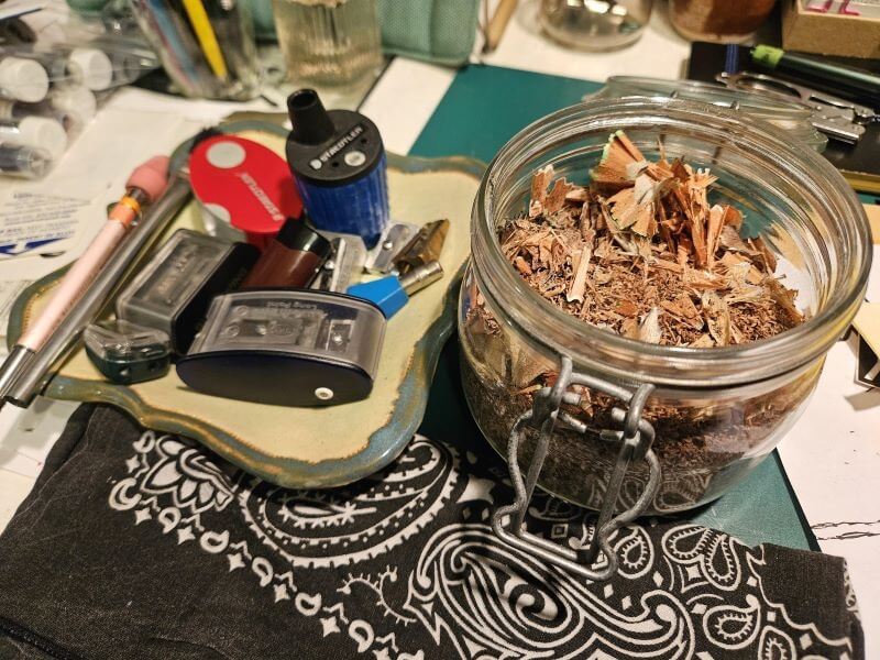 "This is about a year and a half of pencil shavings."